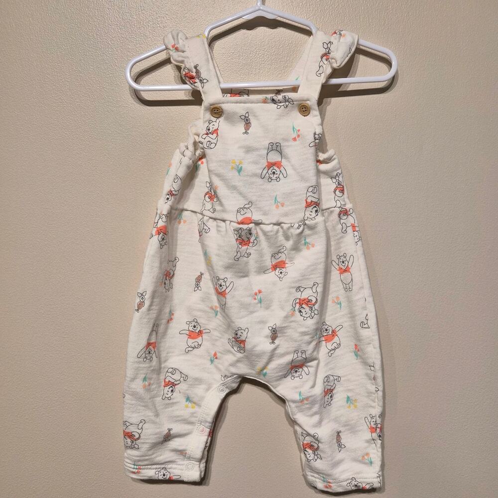 Disney Baby 3-6 Month Ruffle Tank Overall Bodysuit White Winnie the Pooh